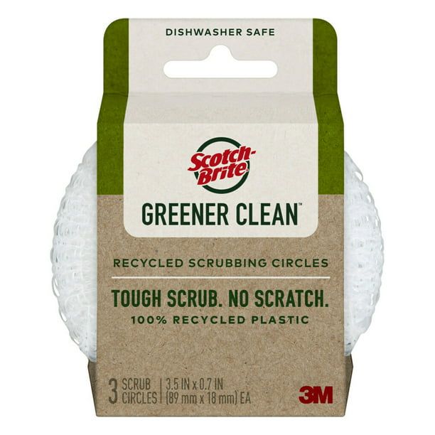 Scotch-Brite Greener Clean Recycled Scrubbing Circles, 3 Scrubbers