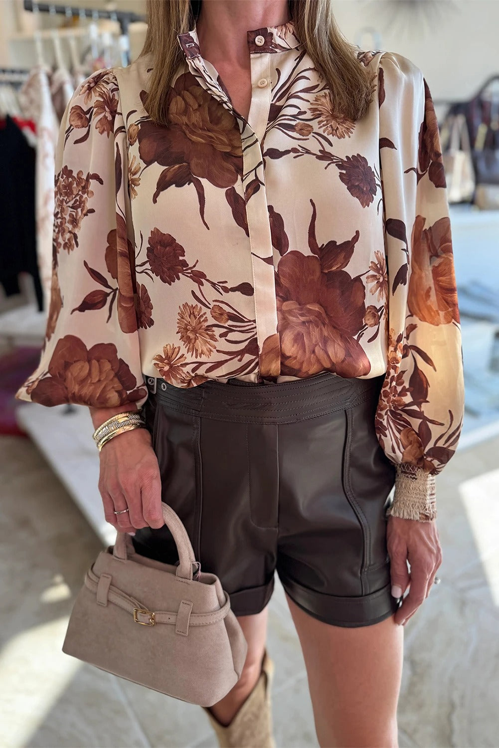 Women's Printed Long-sleeve Lapel Casual Shirt Pi-Mart