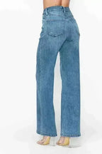 bytos Full Size High Rise Wide Leg Jeans with Pockets
