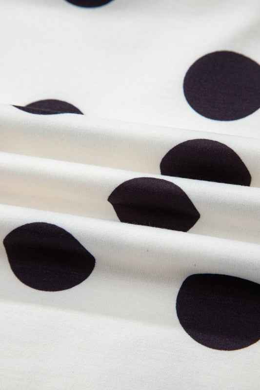 Polka Dot Pullover and Drawstring Shorts Set THRIXINE