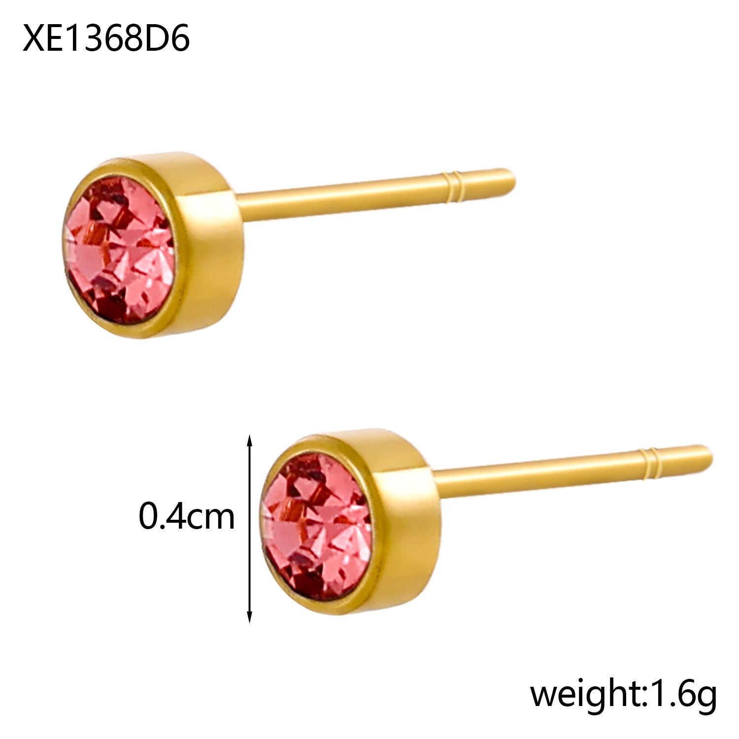 Stainless Steel Gold-plated Birthday Stone Constellation Diamond Bone Nail Pi-Mart