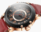 Men's Waterproof  Sport Watch With Leather  Belts  And Large Numbers Details Unique Design Perfect Gift Stevvex