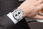 Retro  Waterproof Watch With Chronometers Steel Case And Leather Belts Unique Design Excellent Look Perfect Gift For Your Man Stevvex