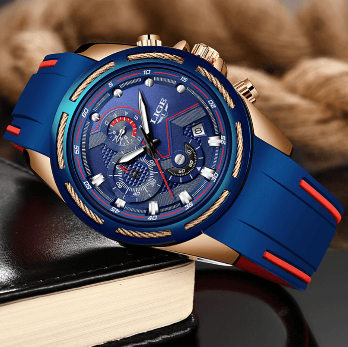 Men's Waterproof Modern Watch With Rubber Straps Multifunction Watches Unique Design Perfect Gift Stevvex