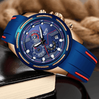 Men's Waterproof Modern Watch With Rubber Straps Multifunction Watches Unique Design Perfect Gift Stevvex
