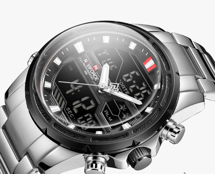 Mens Wrist Watch, Waterproof Analog Digital Watches Multifunction Stainless Steel Business Watches For Man Perfect Gift - SJB-DIAMOND ELITES