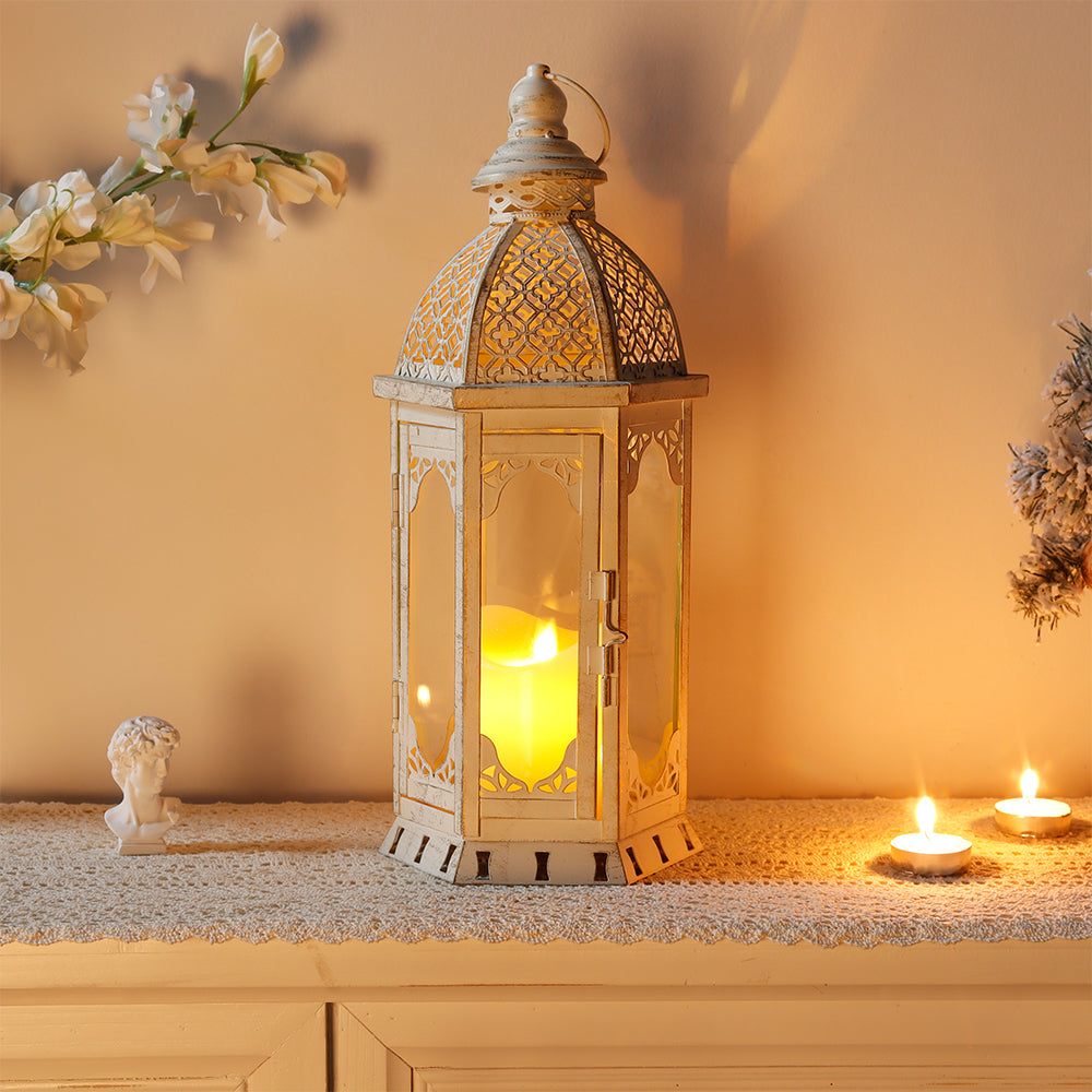 15''H Outdoor Candle Lanterns Vintage Metal Candle Holder Lootquake LLC