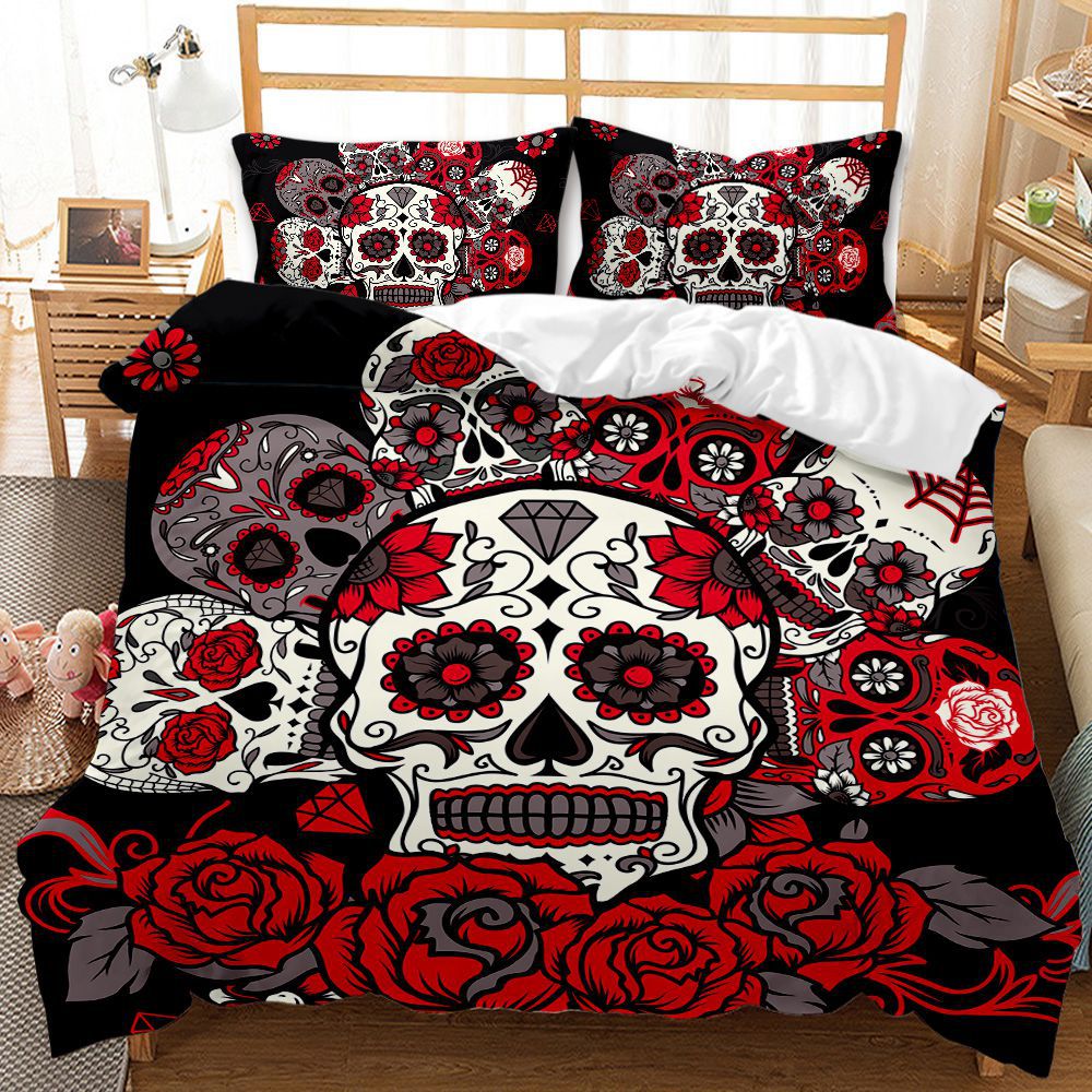 Three-piece Skull Digital Printing Duvet Cover Pi-Mart