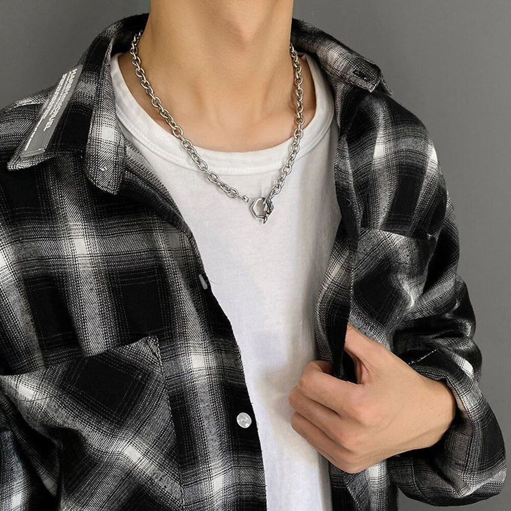Lightning Hexagon Steel Necklace Pi-Mart
