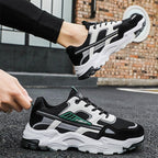 Black White Lace-up Sneakers Men Outdoor Breathable Csual Mesh Shoes Lightweight Running Sports Shoes Pi-Mart