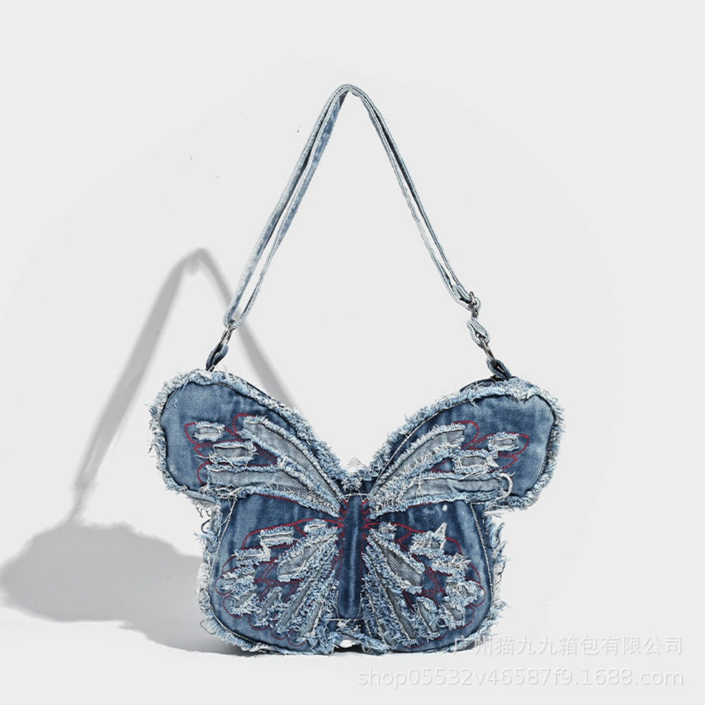 Design washed denim bag, butterfly shaped bag, punk denim bag, shoulder bag, backpack purse for women - SJB-DIAMOND ELITES