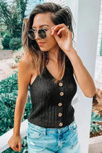 Buttoned Knit Tank - SJB-DIAMOND ELITES