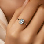 S925 Sterling Silver Light Ocean Blue Diamond-studded Ring Pi-Mart
