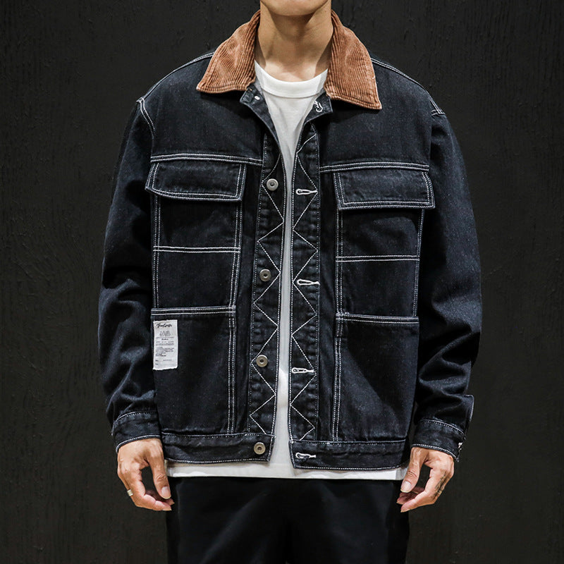 Men Balck Denim Jackets Pi-Mart