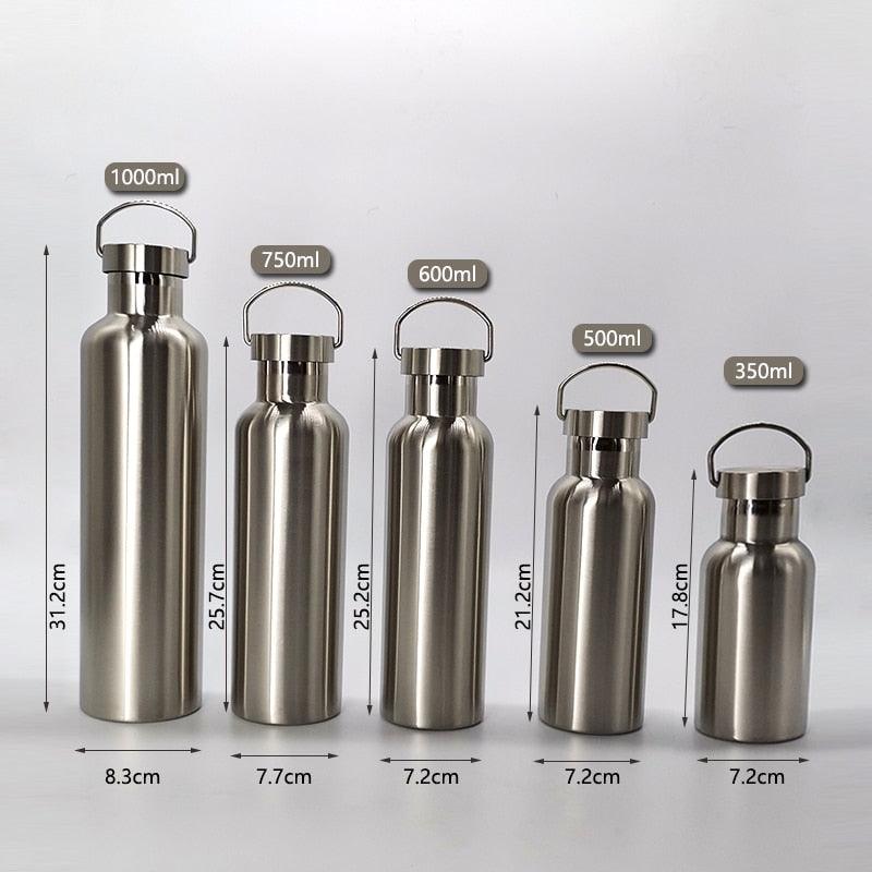 350/500/750/1000ml Double Wall Stainless Steel Water Bottle Thermos Bottle Keep Hot and Cold Insulated Vacuum Flask for Sport Stainless Steel Water Bottle Double Wall Vacuum Insulated Leak Proof Sports Bottle Stevvex