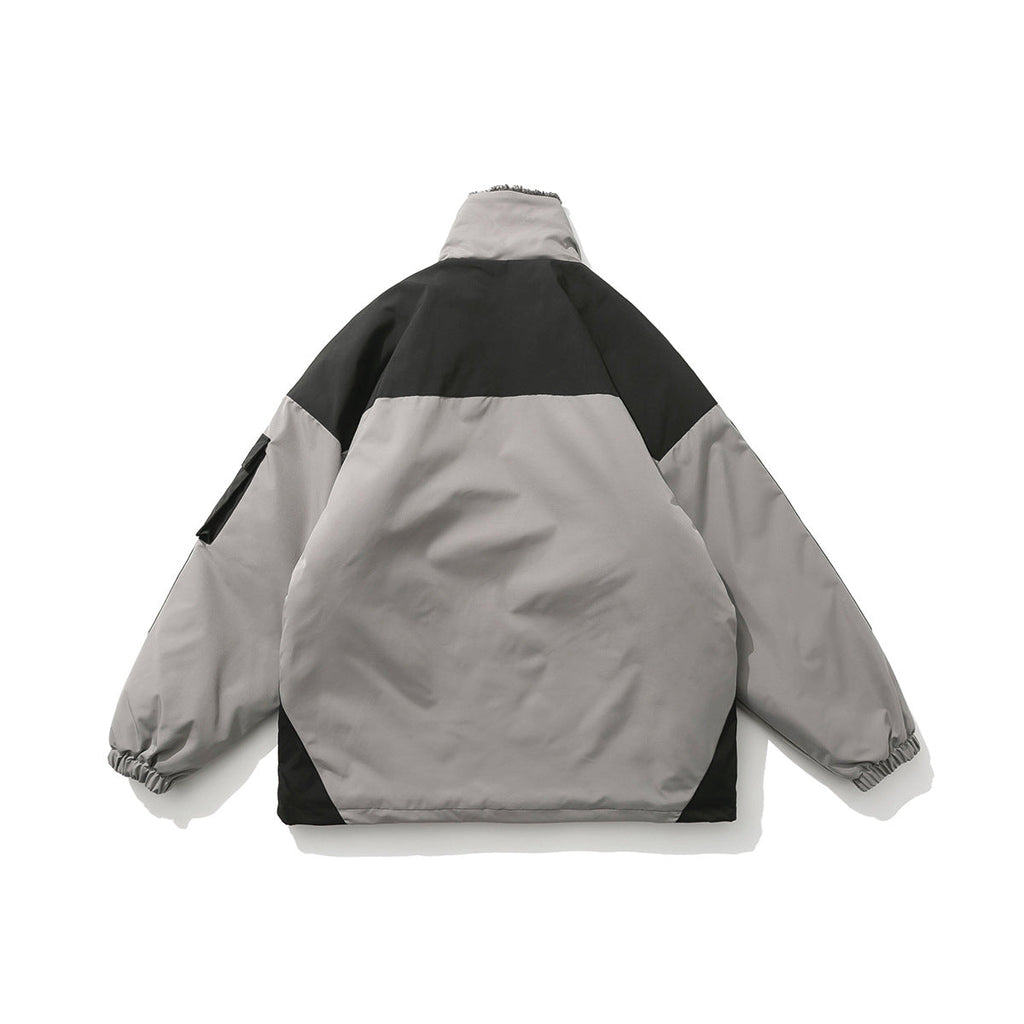 Color-blocking Pocket Pullover Cotton American Retro Men's Cotton Coat Pi-Mart