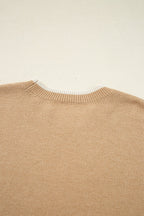 Tan Leopard Print Bow Decor Split Cuff Sweater - Femstylo