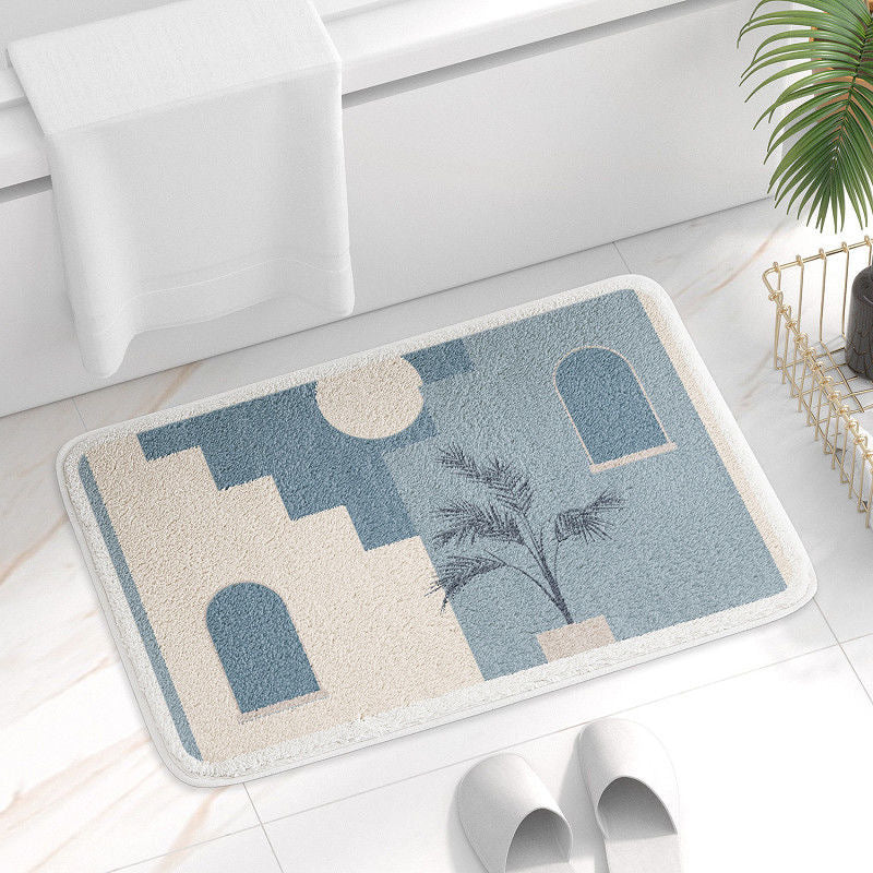 Household Simple Oval Cashmere Bathroom Mat Pi-Mart