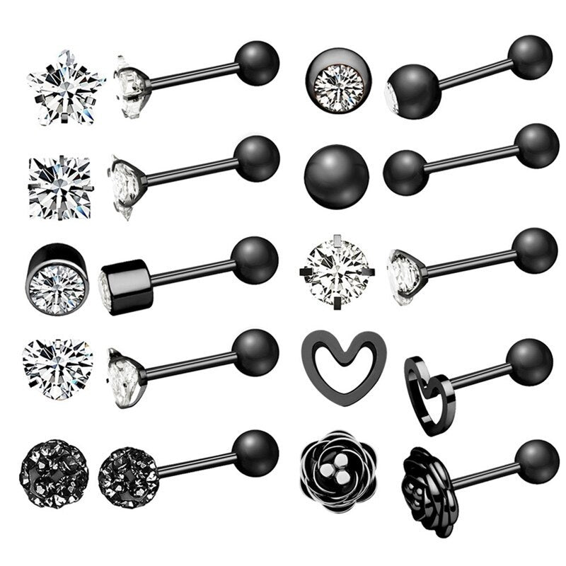 Exquisite zircon earring set Pi-Mart