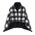 1pc Cozy Polar Fleece Shawl Blanket - Soft Double Layer Thick Plaid Pattern, Warm Autumn and Winter Wearable Throw Blanket for Office, Home, and Outdoor - Perfect for Chilly Days and Gift Giving