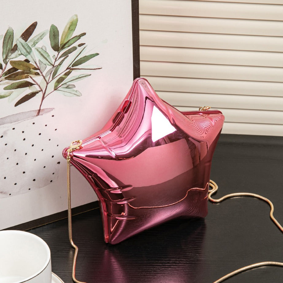 Silver Pentagram Chain evening Bag, Acrylic Mini Change, Key Lipstick Purse, Crossbody Prom Bag, Party Purse, Prom Bags Clutch, Wedding Purse - SJB-DIAMOND ELITES