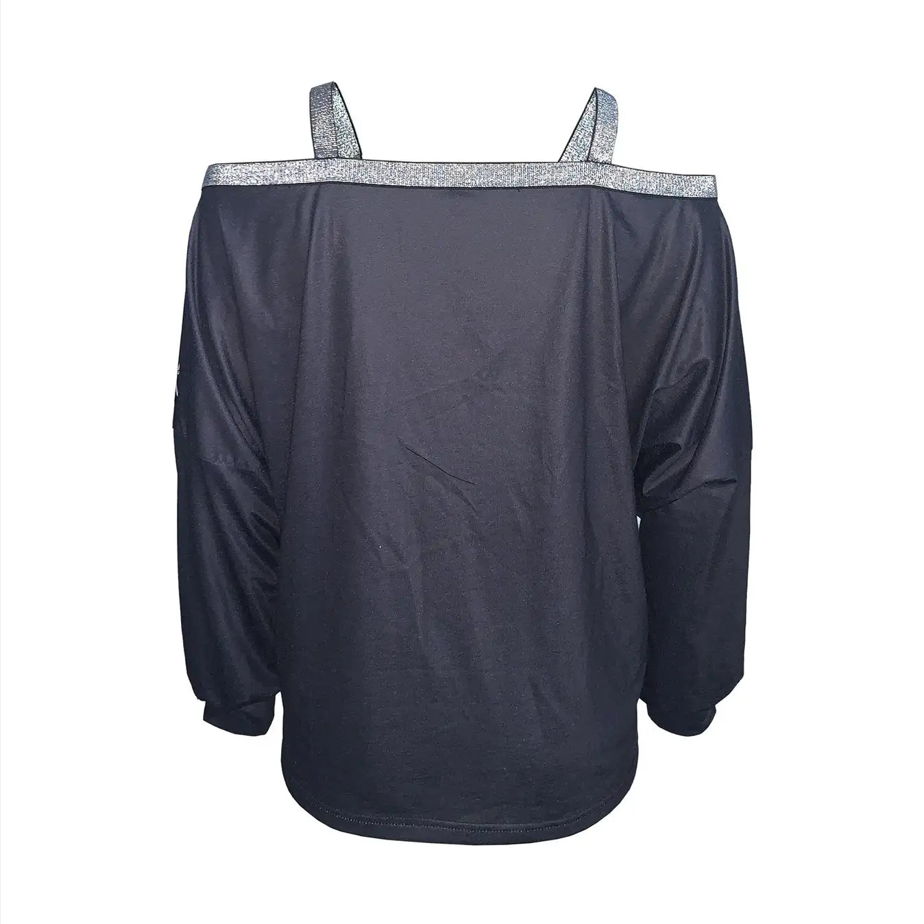 Women's Fashion New Chain Printed Sequin Cold Shoulder Long Sleeved Sweatshirt With Exposed Shoulder Top - SJB-DIAMOND ELITES