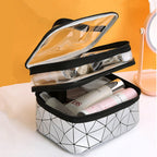 Transparent Cosmetic Bag, Double cosmetic bag, portable large capacity waterproof multi-functional portable makeup bag, travel skin care product storage bag, toilet bag for College Dorm Camp Gym - SJB-DIAMOND ELITES