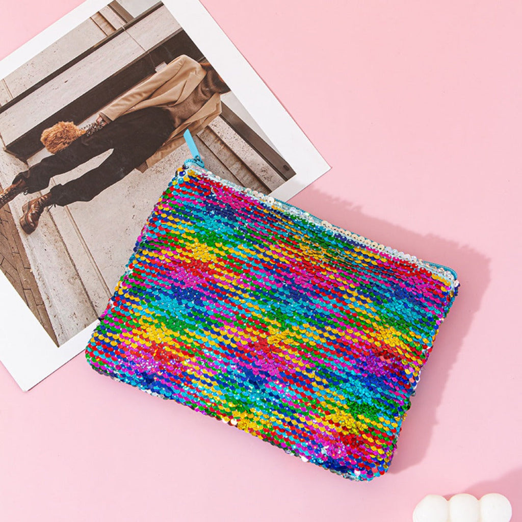Mermaid sequined pencil case, two-color stationery storage bag, portable cosmetics change purse, small purse - SJB-DIAMOND ELITES