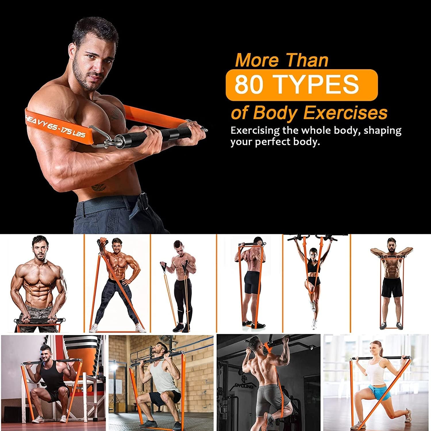 Resistance Band Bar Set Portable Full Body 500LBS Extra Heavy Home Gym - SJB-DIAMOND ELITES