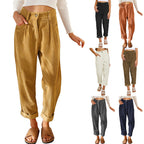 Women's High Waist Pure Color Corduroy Casual Pants Pi-Mart