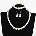 White Pearl Necklace Earring Bracelet Pi-Mart