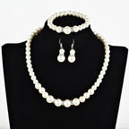 White Pearl Necklace Earring Bracelet Pi-Mart