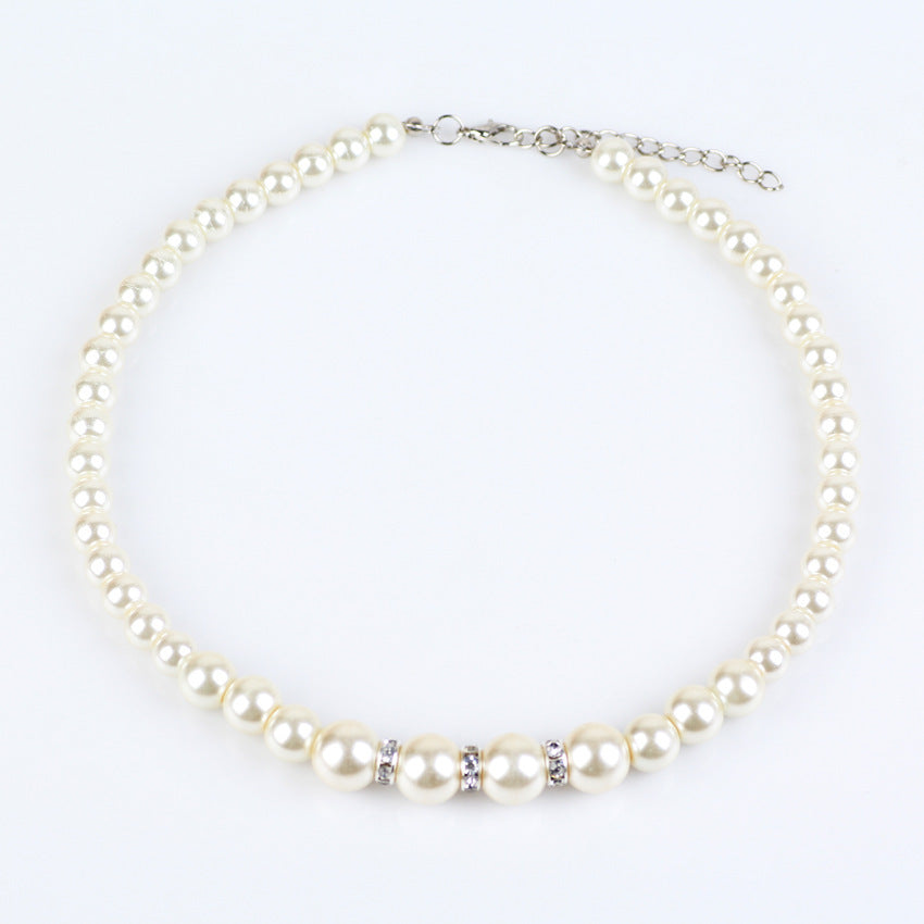 White Pearl Necklace Earring Bracelet Pi-Mart