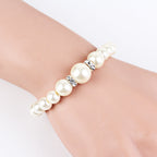 White Pearl Necklace Earring Bracelet Pi-Mart
