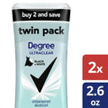 Degree Ultra Clear Black+White Antiperspirant Deodorant, 2.6 oz, Twin Pack