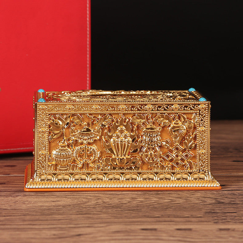 Tibetan Tantric Buddhism Eight Auspicious Tissue Box Living Room Dining Room Car Small Tissue Box Pi-Mart
