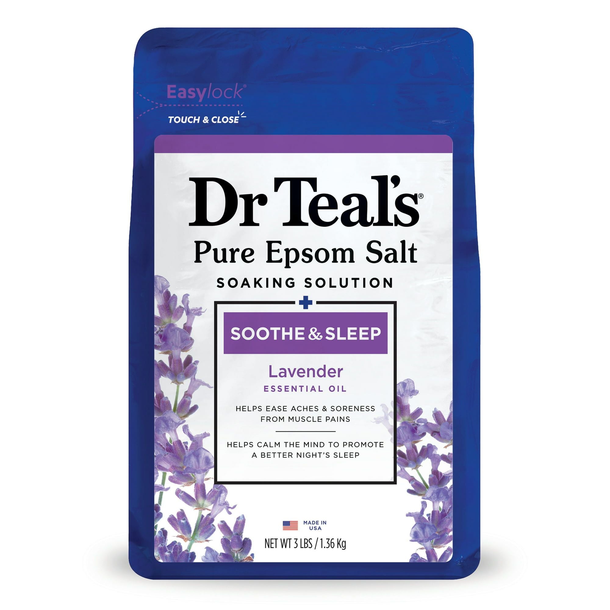 Dr Teal's Pure Epsom Salt Soak, Soothe & Sleep with Lavender, 3 lb EasyOptionXY LLC
