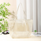Mesh Shower Tote Bag, Portable Beach Bag, Summer Travel Large Capacity Portable Mesh Tote Bag, Foldable Wash and Makeup bag large - SJB-DIAMOND ELITES