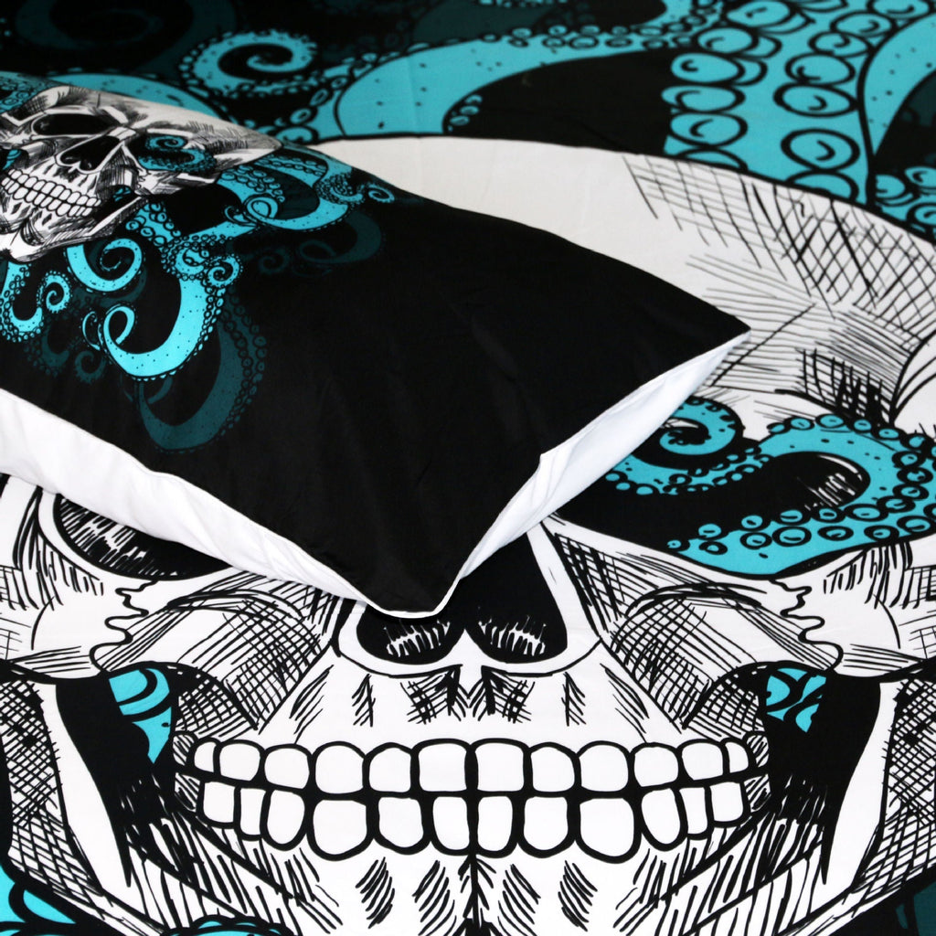 Octopus skull quilt cover three-piece bedding set Pi-Mart