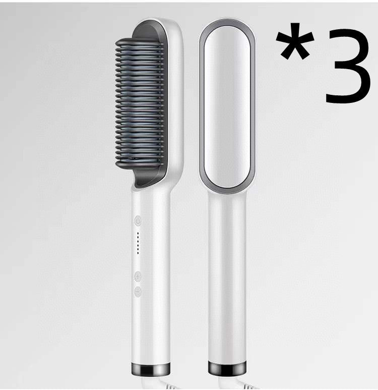 New 2 In 1 Hair Straightener Hot Comb Negative Ion Curling Tong Dual-purpose Electric Hair Brush Pi-Mart