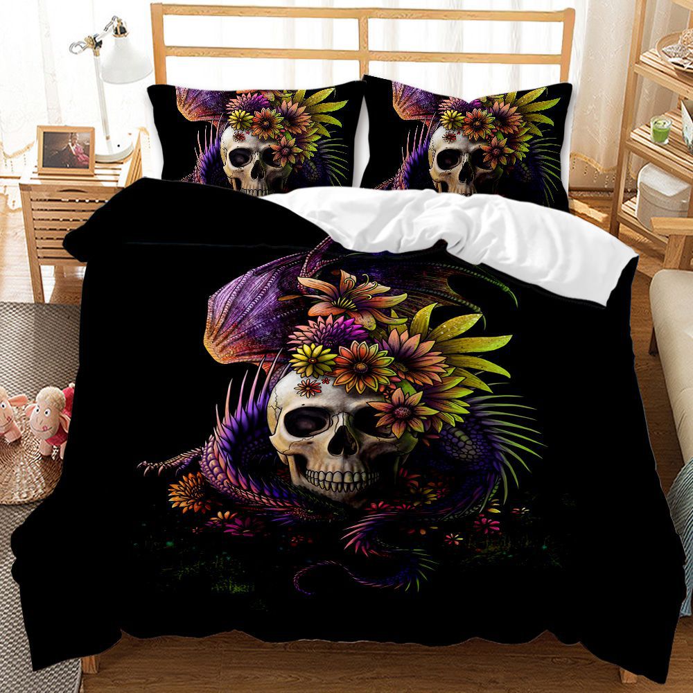 Three-piece Skull Digital Printing Duvet Cover Pi-Mart