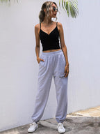 Casual High Waist Cutout Joggers THRIXINE