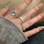 Small Pieces Of Silver Natural Stone Open Ring For Women Lootquake LLC