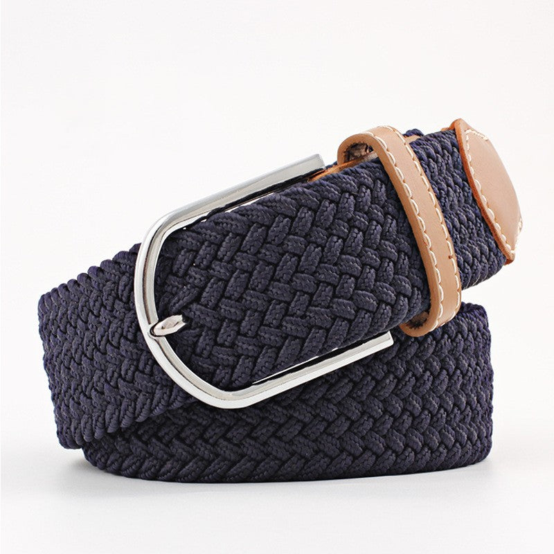 Women's Canvas Belt Student Pants Casual Stretch Braided Needle Buckle Pi-Mart