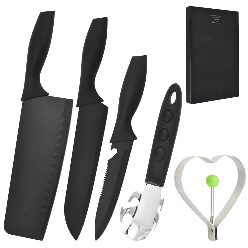 Steel Black Blade Five-piece Set Kitchen Knife Fruit Knife With Omelette Maker Peeling set Pi-Mart