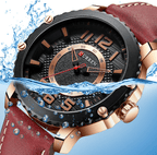 Men's Waterproof  Sport Watch With Leather  Belts  And Large Numbers Details Unique Design Perfect Gift Stevvex