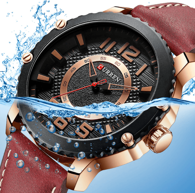 Men's Waterproof  Sport Watch With Leather  Belts  And Large Numbers Details Unique Design Perfect Gift Stevvex