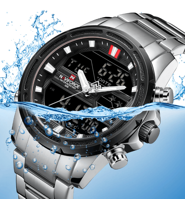 Mens Wrist Watch, Waterproof Analog Digital Watches Multifunction Stainless Steel Business Watches For Man Perfect Gift - SJB-DIAMOND ELITES
