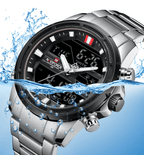 Mens Wrist Watch, Waterproof Analog Digital Watches Multifunction Stainless Steel Business Watches For Man Perfect Gift - SJB-DIAMOND ELITES
