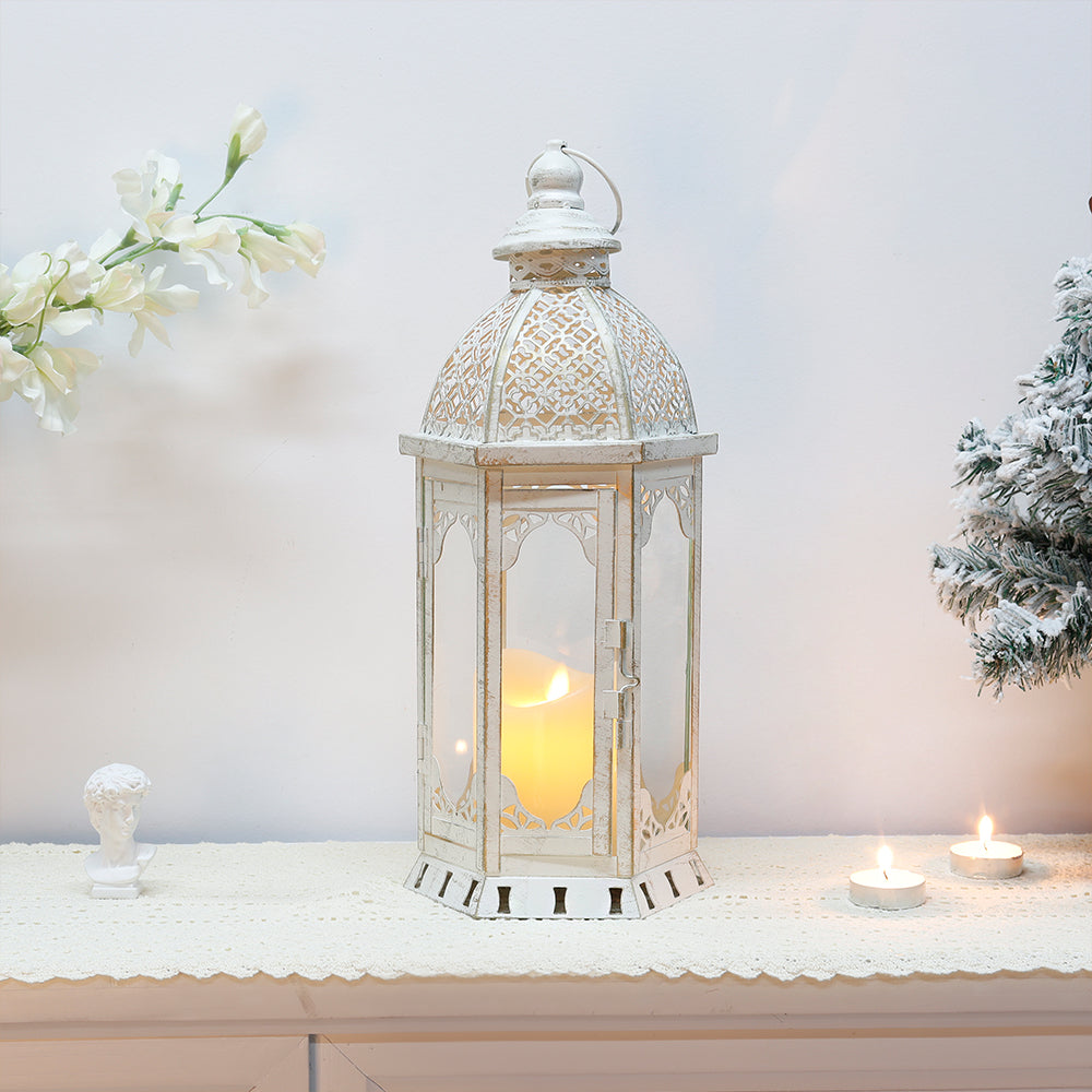 15''H Outdoor Candle Lanterns Vintage Metal Candle Holder Lootquake LLC